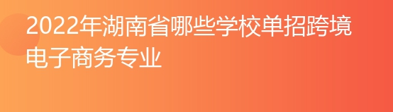 2022年湖南省哪些学校单招跨境电子商务专业
